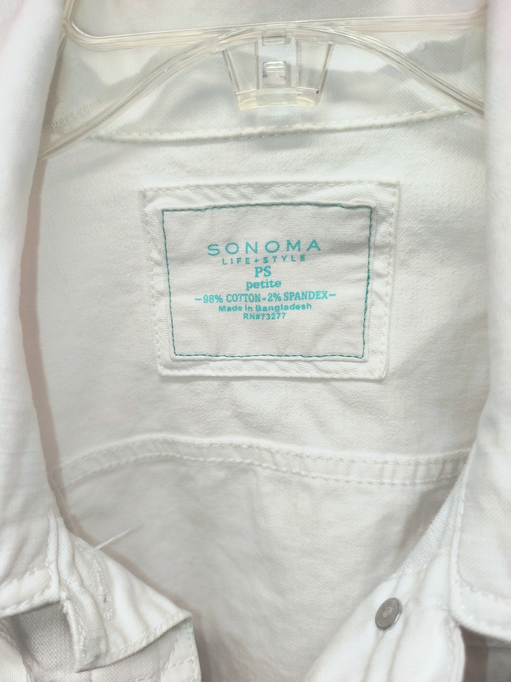 SONOMA White Denim Jean Jacket - Classic Button-Front Style - Picture 2 of 3